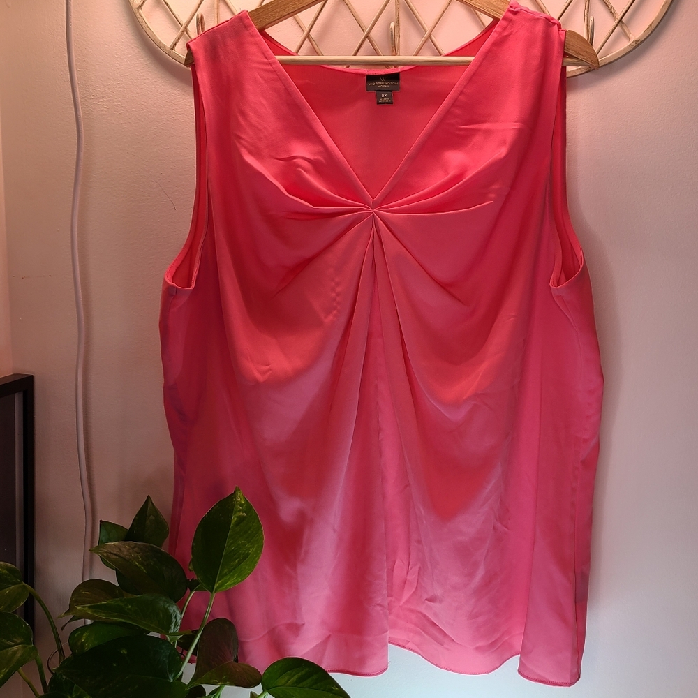 25-19 WORTHINGTON-Pink Blouse Size 2XL